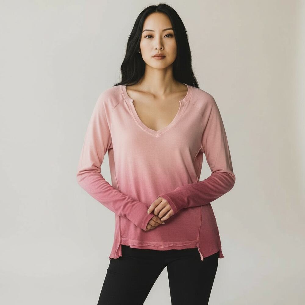 Young Fabulous & Broke Terra Cotta Ombre Top Long Sleeve Blouse Size Small A9-27